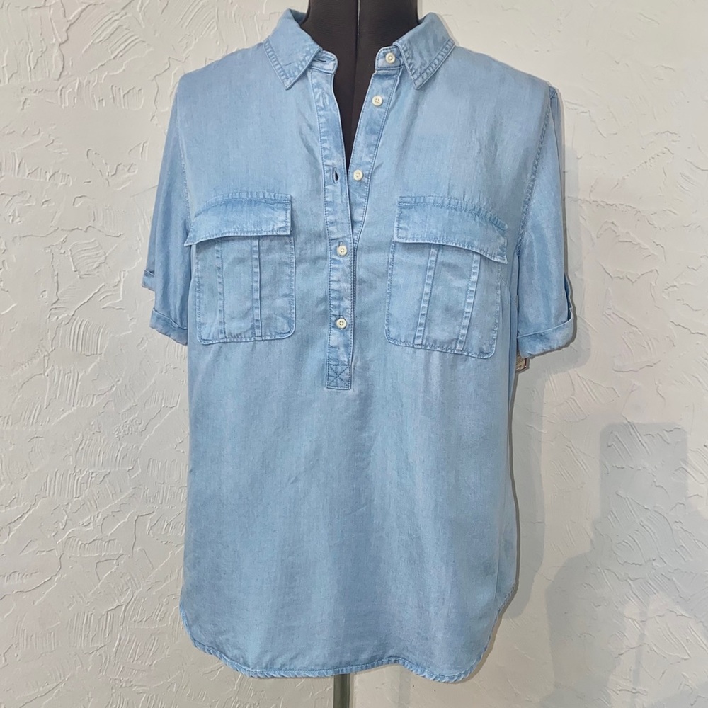 Merona Chambray Short Sleeve Henley Tunic
